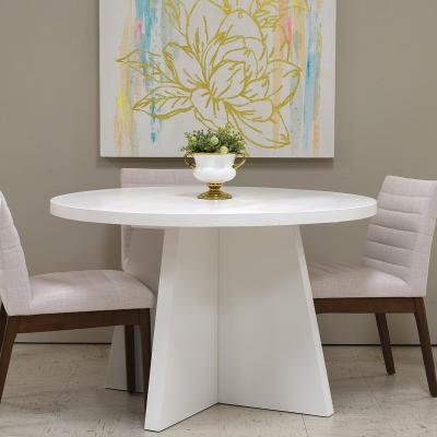 48" Round Parish Dining Table in White Lacquer Finish