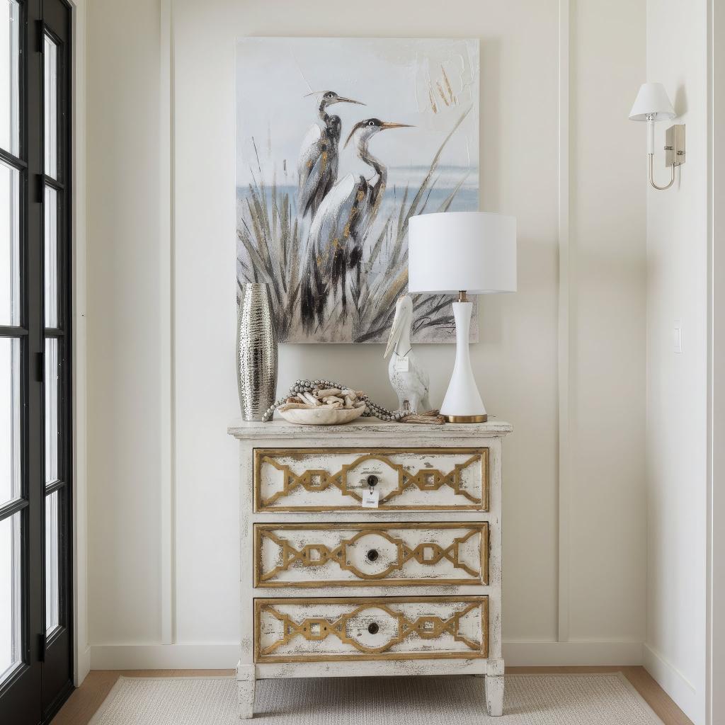 Small Cream Chest with Gold Accents