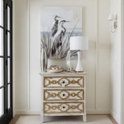 Small Cream Chest with Gold Accents