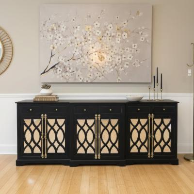 Mango wood Console 6 Drawer With Mirrored Door