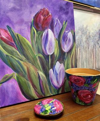 Hand-painted Floral Clay Pot