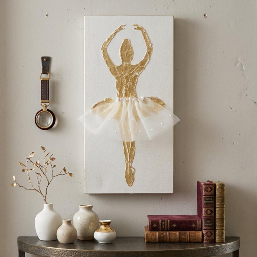 Gold Leaf Ballerina Tulle Art