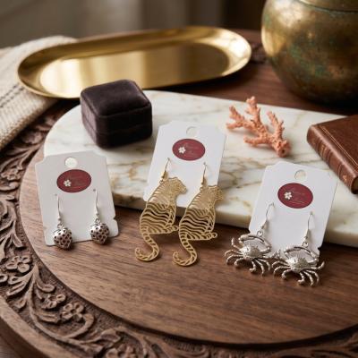 Gold Tone Tiger Earrings