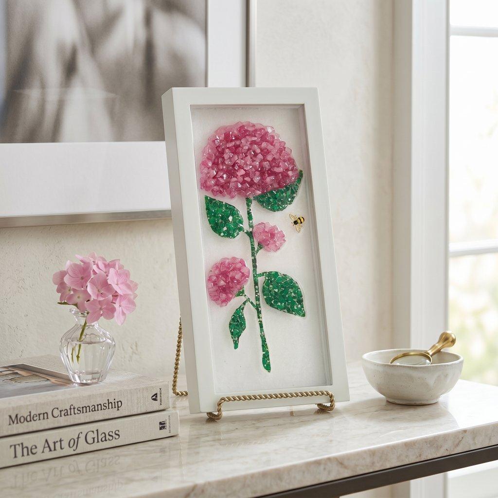 Pink Hydrangea Resin Shadow Box