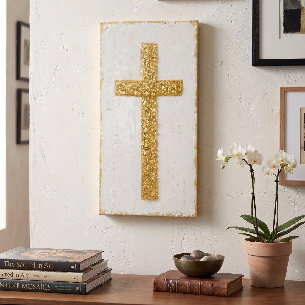 Textured Gold Cross Art