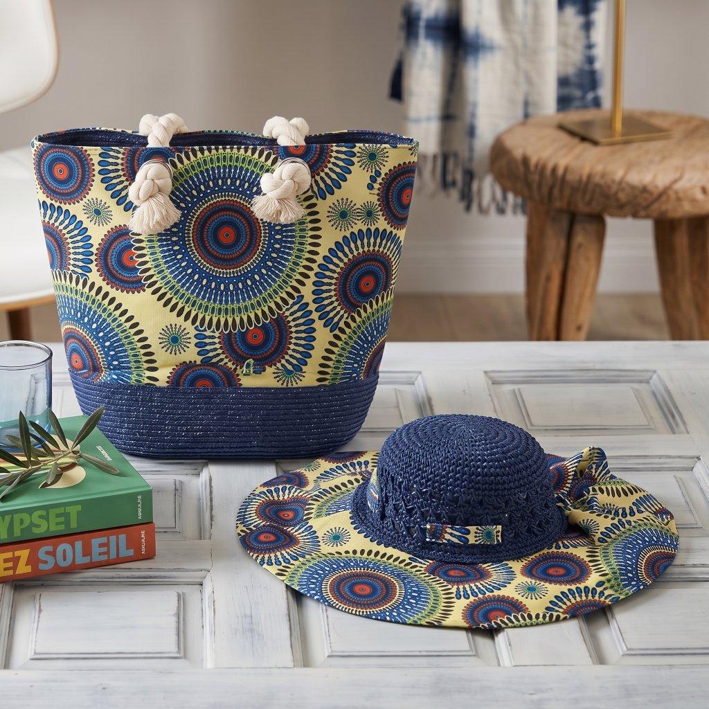 Vibrant Patterned Rope Handle Tote