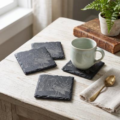 Slate Heron Coasters Set of 4