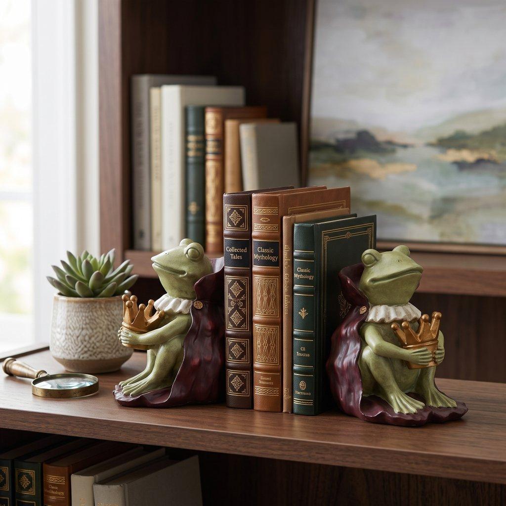 Frog King Bookends Pair