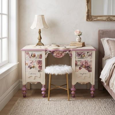 French Style Decoupage Vanity Desk