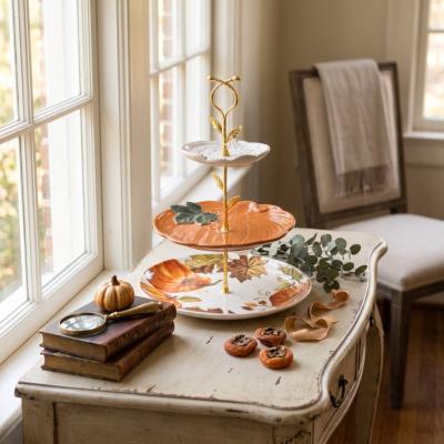 Fall Pumpkin Three-Tier Serving Tray