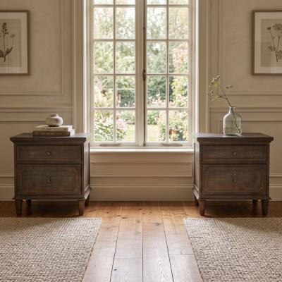 Dark Stained Grey Wash Nightstand