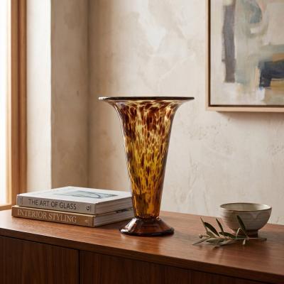 Tortoiseshell Glass Pedestal Vase