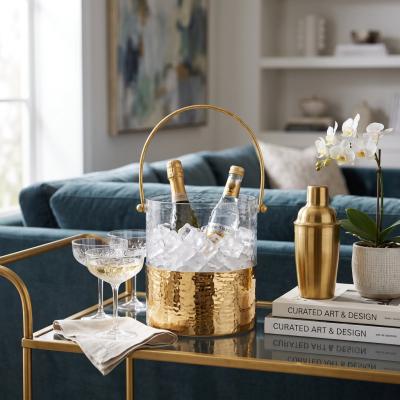 Gold Hammered Glass Ice Bucket