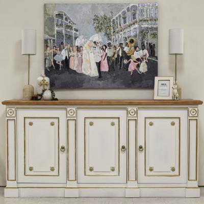 White Cabinet With Gold Trim